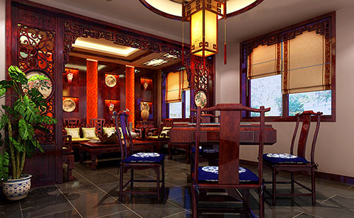 榕城古典中式风格茶楼包间设计装修效果图