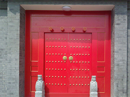 榕城中国传统四合院系列朱红色中式木制大门木作